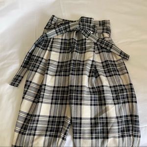 🧋Plaid paper bag belted Zara pants